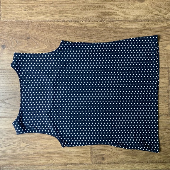 Charter Club Petite Navy and White Dot Tank Top - Picture 3 of 4